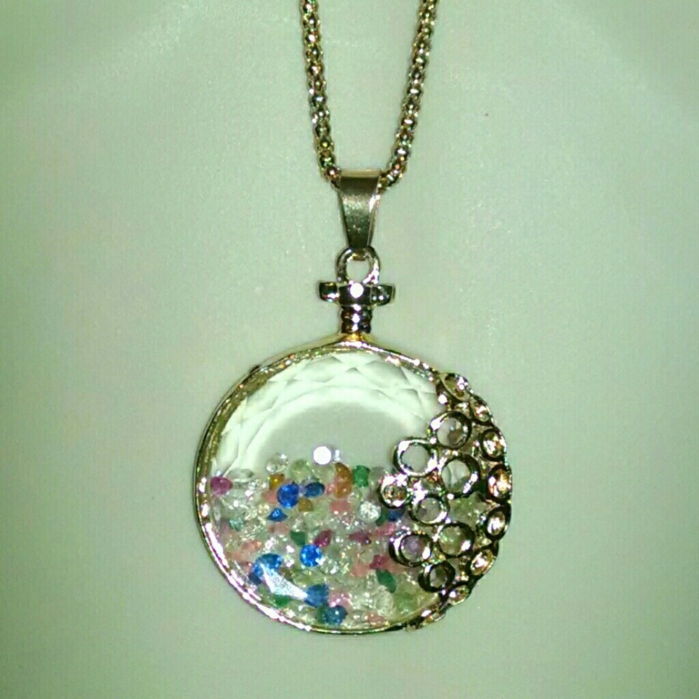 Beautiful Multicolor Crystals Bottle Necklace - image 1